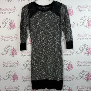 A. Byer dress knit warm cozy long sleeve mini dress black white Women's Dress